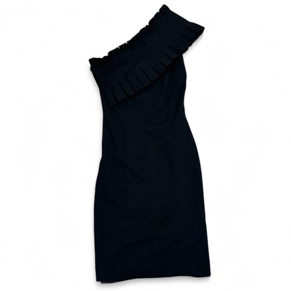 TED BAKER London‎ LAYLAHI Over the Shoulder Ruffle Dress Black Mini SZ 0 2 Party - Picture 5 of 8